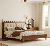 Gharaana Beds Sevilla 100% Solid Wood Upholstered Bed